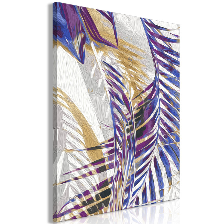 Cuadro para pintar con números Windy Morning - Delicate Purple Palm Branches on a Gray Background 146201 additionalImage 5