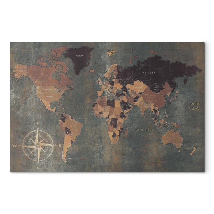 Cuadro Viaje en el tiempo (1 parte) - mapa mundial sobre fondo más oscuro 96031