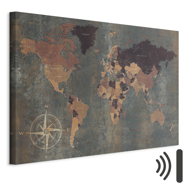 Cuadro Viaje en el tiempo (1 parte) - mapa mundial sobre fondo más oscuro 96031 additionalImage 8