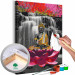  Dibujo para pintar con números Buddha with a Lotus - Meditating Figure in Front of a Waterfall and Pink Trees 146541