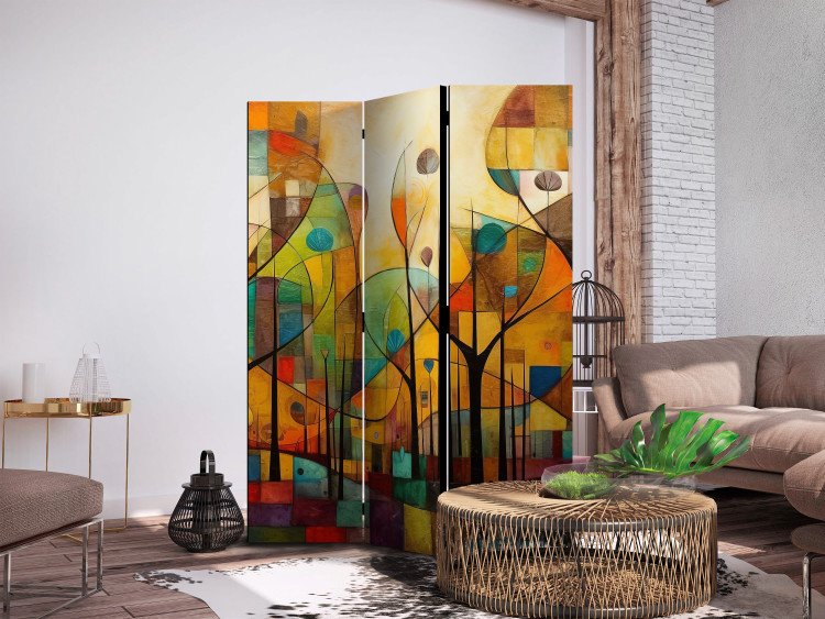 Biombo decorativo Colorful Forest - Geometric Composition Inspired by the Style of Klimt [Room Dividers] 151902 additionalImage 2