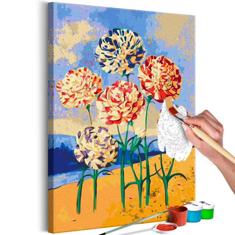  Dibujo para pintar con números Delicate Carnations - Colorful Flowers, Sand, Water and Green Leaves 144522 additionalImage 3