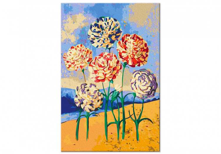  Dibujo para pintar con números Delicate Carnations - Colorful Flowers, Sand, Water and Green Leaves 144522 additionalImage 4