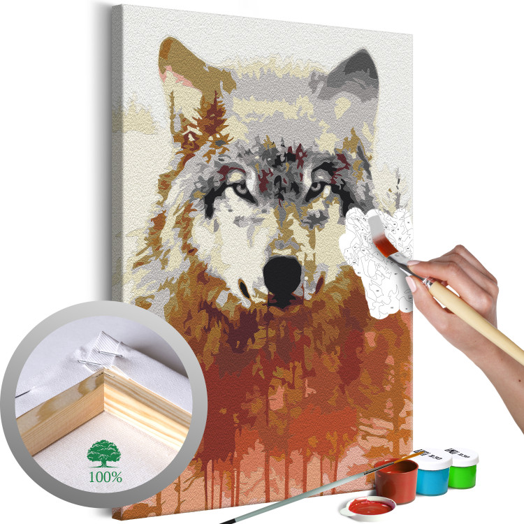  Dibujo para pintar con números Wolf and Forest 134632