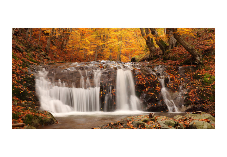Fotomural Bosque otoñal con cascada - paisaje con árboles de colores dorados 60032 additionalImage 1