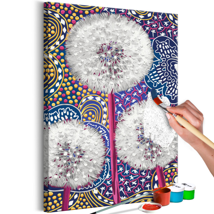 Cuadro para pintar con números Down Flowers - Light Dandelions on a Decorative Colored Background 144142 additionalImage 4