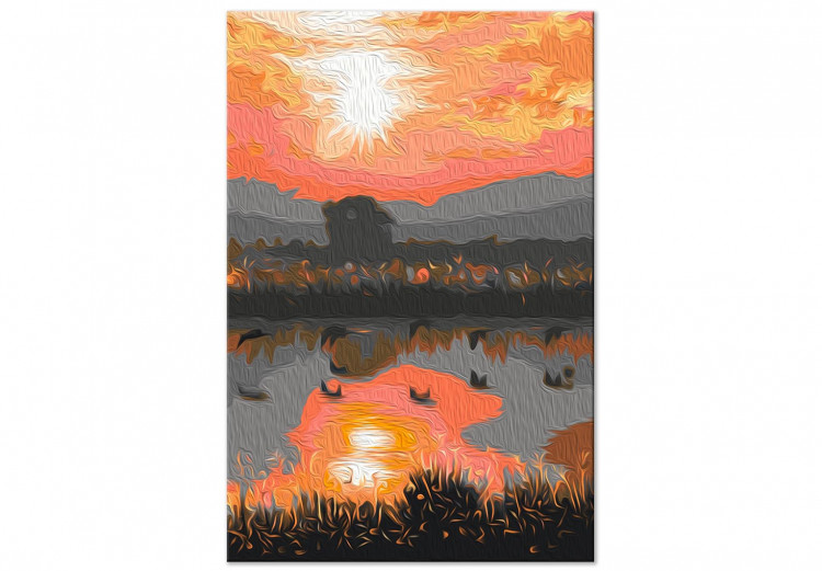 Cuadro numerado para pintar Peaceful Lake - Landscape with Sunset over the Water 146552 additionalImage 4