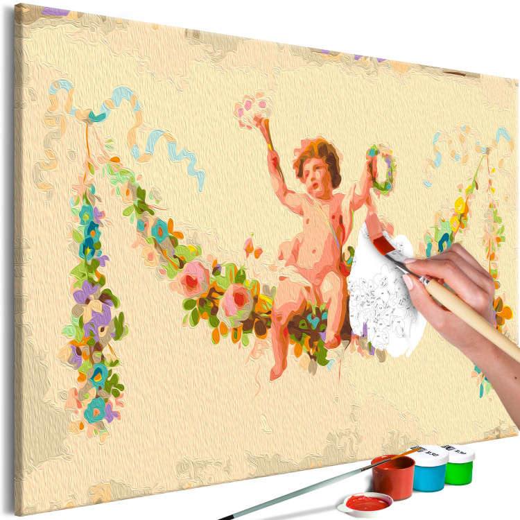  Dibujo para pintar con números Cute Boy - Little Cupid Sitting on a Flower Garland 148462 additionalImage 3