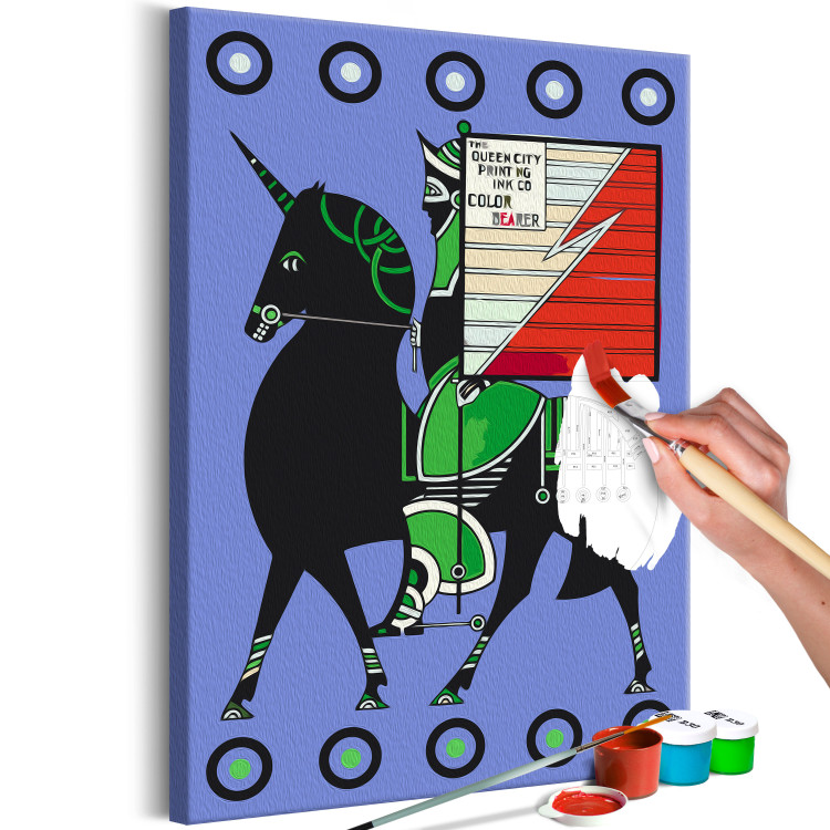 Cuadro numerado para pintar Dignified Animal - Man With a Banner Riding a Unicorn 144092 additionalImage 6