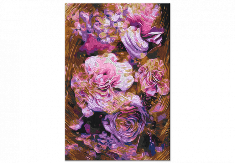 Cuadro para pintar con números Vintage Bouquet - Violet, Pink and Powdery Flowers on a Brown Background 146192 additionalImage 3