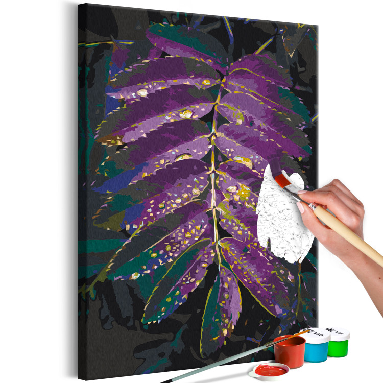 Dibujo para pintar con números Jungle Vegetation - Large Purple Leaf With Raindrops 146203 additionalImage 6