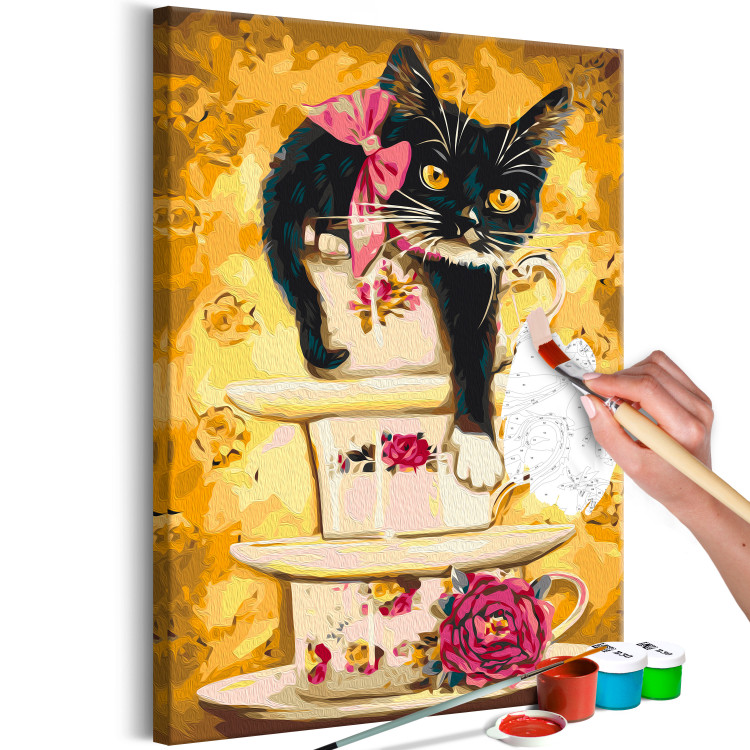 Cuadro numerado para pintar Tea Kitten - Tea Cups With Flowers and Rose 144523 additionalImage 4