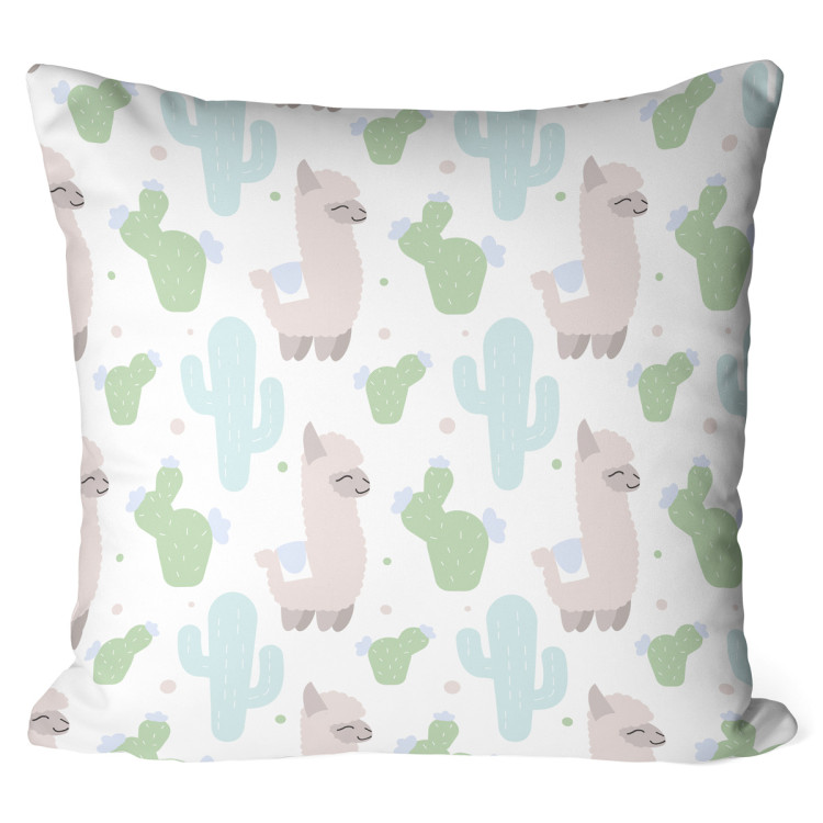 Cojín de microfibra Frisky llamas - composition with a cactus theme on a white background cushions 147023