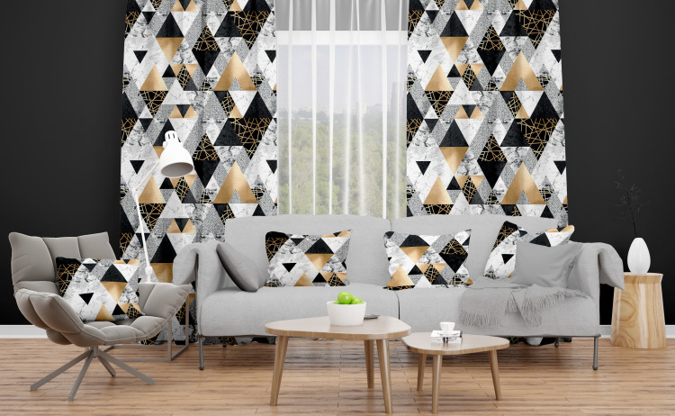 Cortina Elegenat geometry - a minimalist design with imitation marble and gold 147323 additionalImage 6