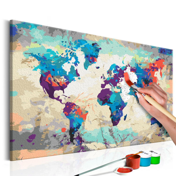 Pintura por número CON MARCO Mapa del mundo, Kit de pintura por