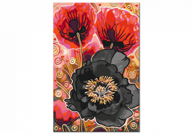 Cuadro numerado para pintar Blooming Poppies - Three Flowers and Black, Red and Gold Accessories 144143 additionalImage 3