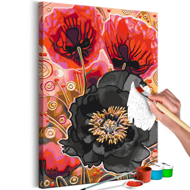Cuadro numerado para pintar Blooming Poppies - Three Flowers and Black, Red and Gold Accessories 144143 additionalImage 6