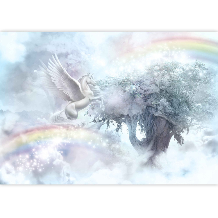 Fotomural Unicorn and Magic Tree - Blue and Rainbow Land in the Clouds 148543 additionalImage 3