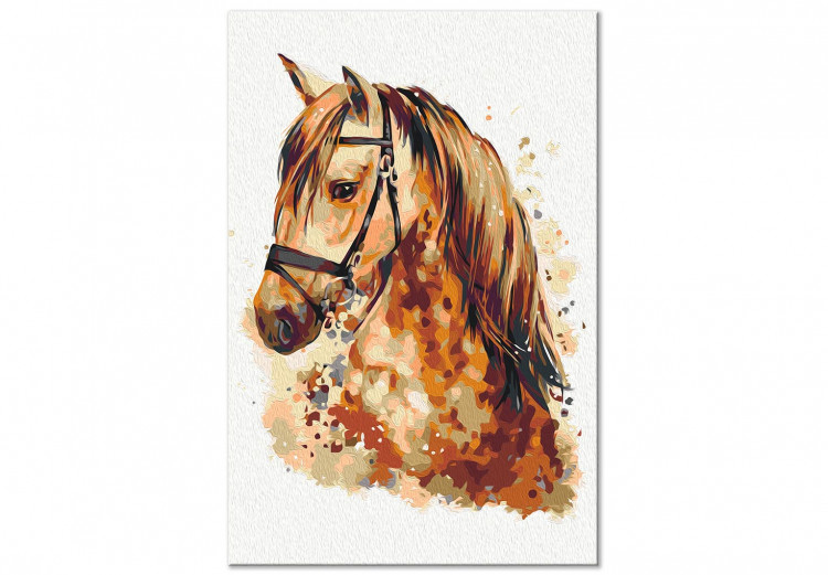 Cuadro para pintar por números Horse Portrait - Animal With a Beautiful Mane on a Gray Background 148873 additionalImage 4