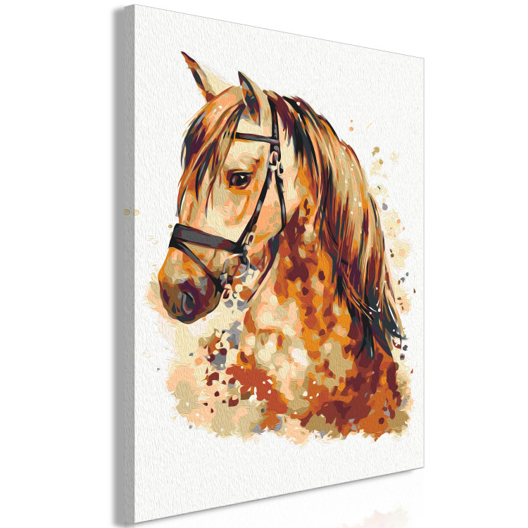Cuadro para pintar por números Horse Portrait - Animal With a Beautiful Mane on a Gray Background 148873 additionalImage 7