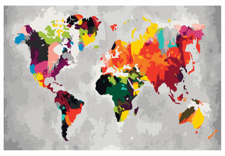 Dibujo para pintar con números Mapa del mundo (colores llamativos) 107483 additionalImage 7