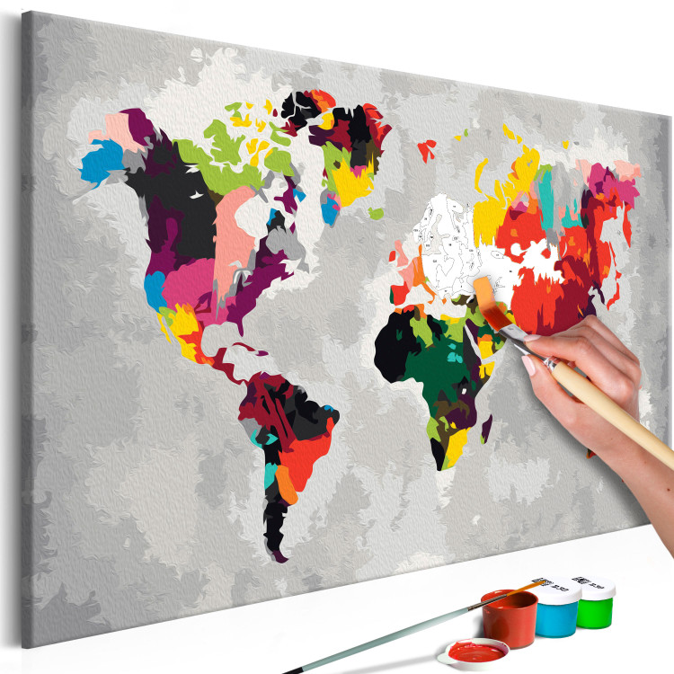  Dibujo para pintar con números Mapa del mundo (colores llamativos) 107483 additionalImage 3