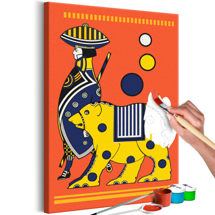 Cuadro para pintar por números Yellow Giant - Man Leading a Bear in an Asian Style 144093 additionalImage 5