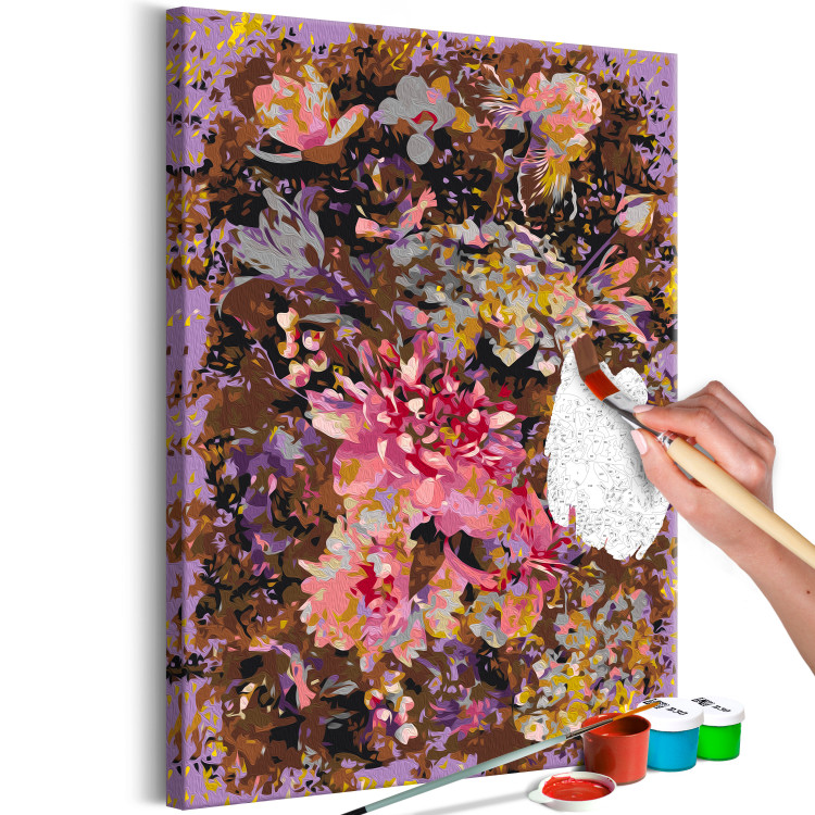 Cuadro numerado para pintar Dry Flowers - A Stately Bouquet in Shades of Pink and Brown, Purple Background 146193 additionalImage 6