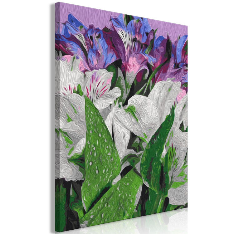 Cuadro para pintar por números Wild Tulips - Blooming White and Purple Flowers, Green Leaves 146204 additionalImage 5