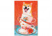 Cuadro numerado para pintar Cheerful Dog - Laughing Shiba and Teacups on a Red Background 144524 additionalThumb 6