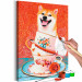 Cuadro numerado para pintar Cheerful Dog - Laughing Shiba and Teacups on a Red Background 144524 additionalThumb 3