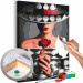  Dibujo para pintar con números Woman With Rose - Fashionable Character, Gray Background and Hat 144134