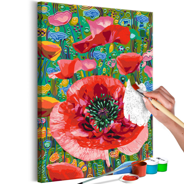  Dibujo para pintar con números Colorful Poppies - Blooming Flowers on a Joyful Decorative Background 144144 additionalImage 5