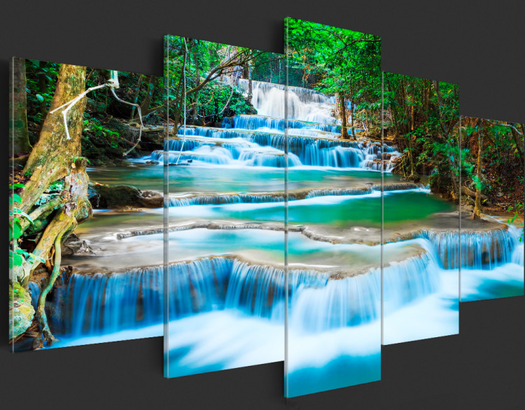 Cuadro en vidrio acrílico Sky-blue Waterfall in Kanchanaburi, Thailand [Glass] 92364 additionalImage 5