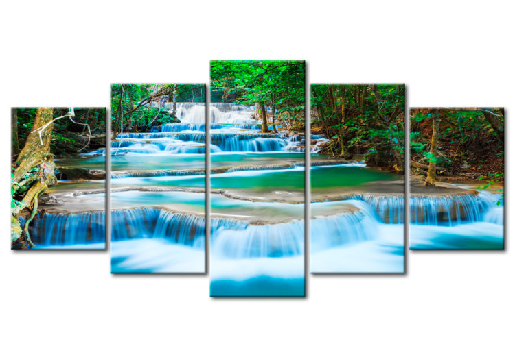 Cuadro en vidrio acrílico Sky-blue Waterfall in Kanchanaburi, Thailand [Glass] 92364 additionalImage 2