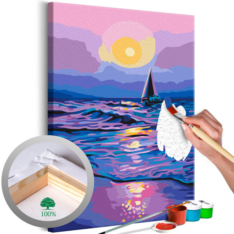 Cuadro numerado para pintar Lovely Landscape -Sea and a Sailboat Against the Backdrop of the Sunset 144084