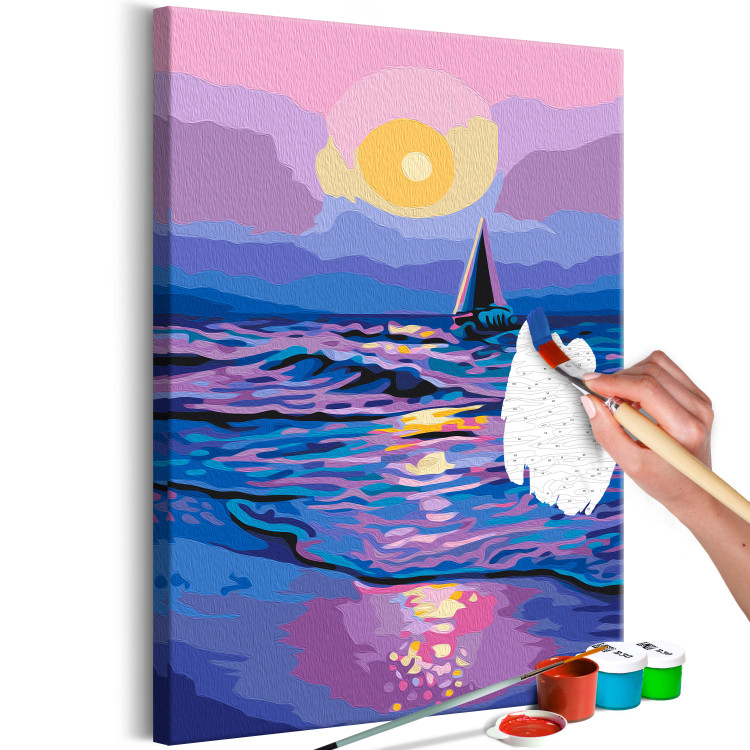 Cuadro numerado para pintar Lovely Landscape -Sea and a Sailboat Against the Backdrop of the Sunset 144084 additionalImage 3
