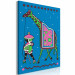 Cuadro para pintar por números Green Giraffe at Night - Tall Animal With a Man Against a Dark Background 144094 additionalThumb 7