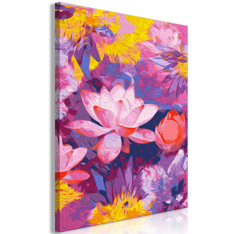 Cuadro para pintar por números Water Lily - Blooming Flowers of Pink, Purple and Yellow Colors 146194 additionalImage 6