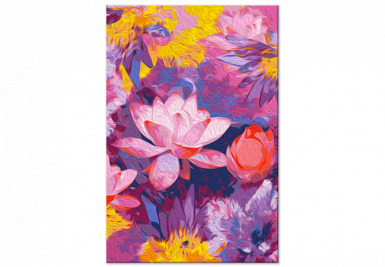 Cuadro para pintar por números Water Lily - Blooming Flowers of Pink, Purple and Yellow Colors 146194 additionalImage 4