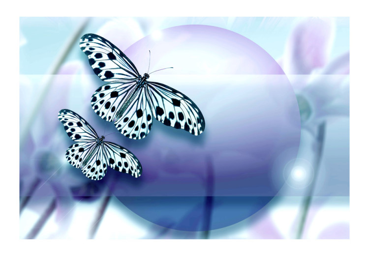 Fotomural a medida Planeta de mariposas - mariposas blancas sobre esfera floral violeta 61294 additionalImage 1