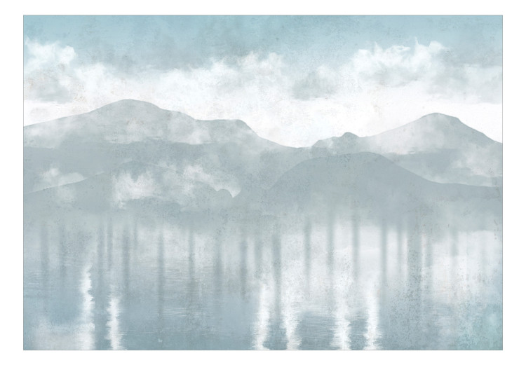 Fotomural decorativo Hazy Landscape - View of the Mountains and the Lake in Delicate Tones 146005 additionalImage 1