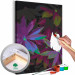 Cuadro para pintar con números Tropical Charm - Pointed Leaves in Green, Purple and Burgundy Colors 146205