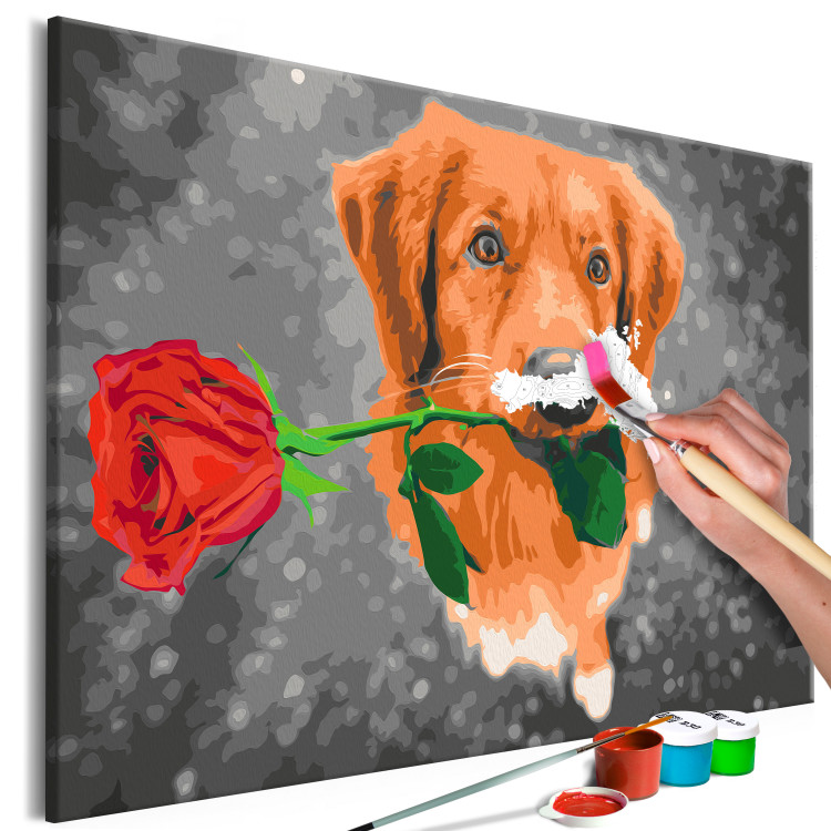 Cuadro para pintar por números Dog With Rose  132315 additionalImage 3