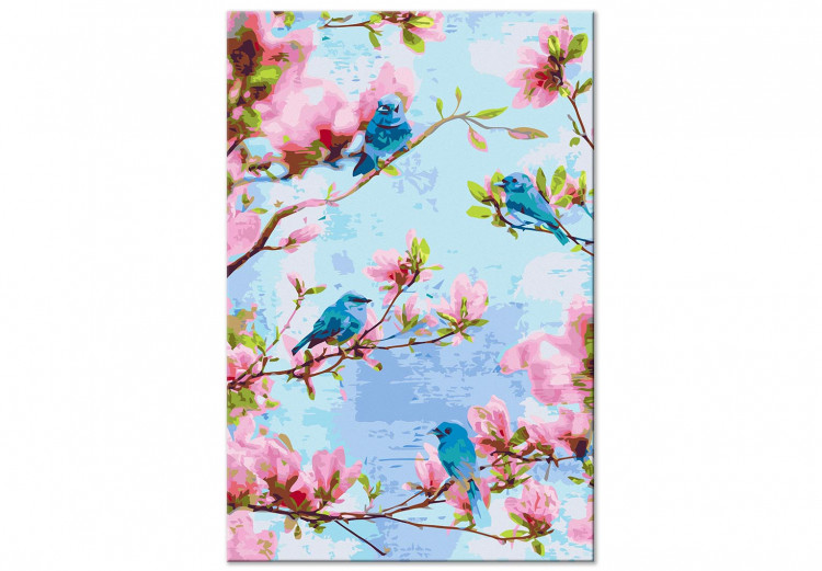 Cuadro para pintar con números Spring Time Songs - Blue Birds Between Cherry Blossoms 144615 additionalImage 3
