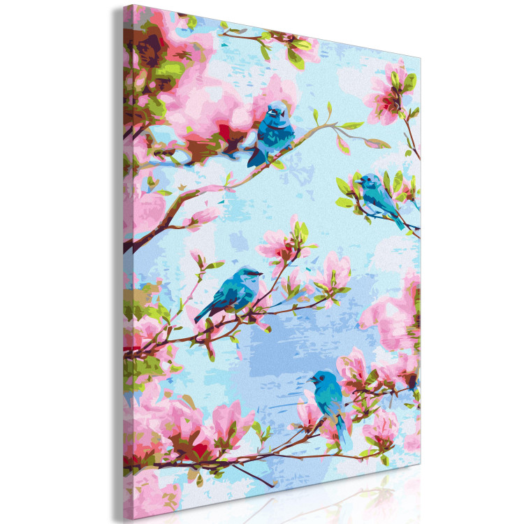Cuadro para pintar con números Spring Time Songs - Blue Birds Between Cherry Blossoms 144615 additionalImage 4
