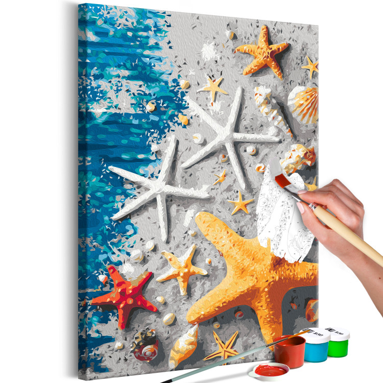 Cuadro para pintar con números Sand and Seashells - Starfish and Sea Elements on Blue Boards 144525 additionalImage 7