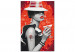 Cuadro numerado para pintar Gangster Girl - Woman With a Hat and a Drink on a Red Background 144135 additionalThumb 4