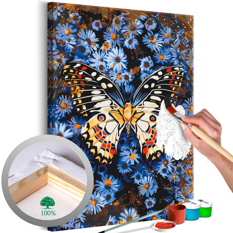  Dibujo para pintar con números Blue Dream - Large Colorful Butterfly on a Floral Background 146545