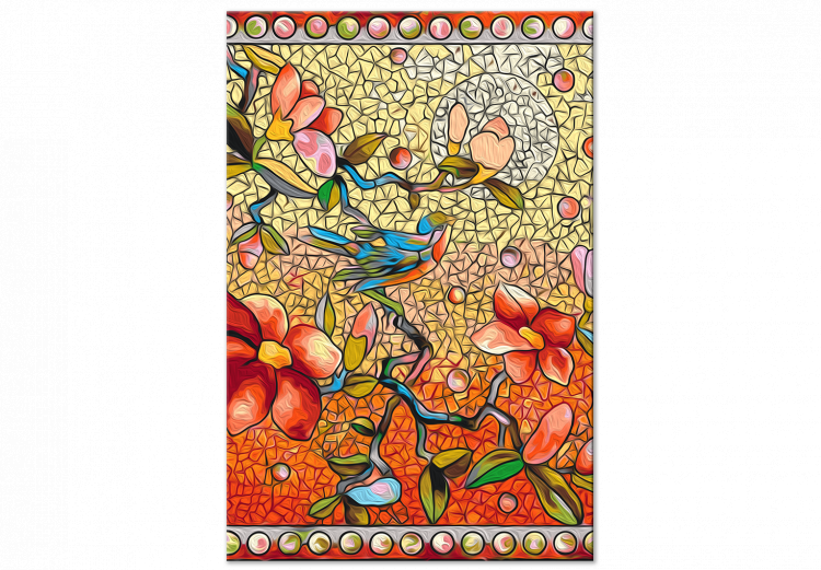 Cuadro para pintar por números Orange Nature - Colorful Stained Glass Window With Birds and Magnolia Bush 148455 additionalImage 5